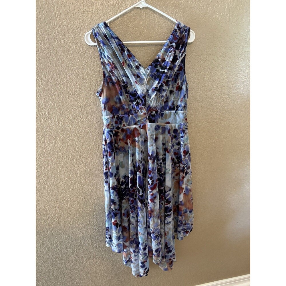 Simply Vera Vera Wang Sz M Blue Black Print Asymmetrical Polyester Dress